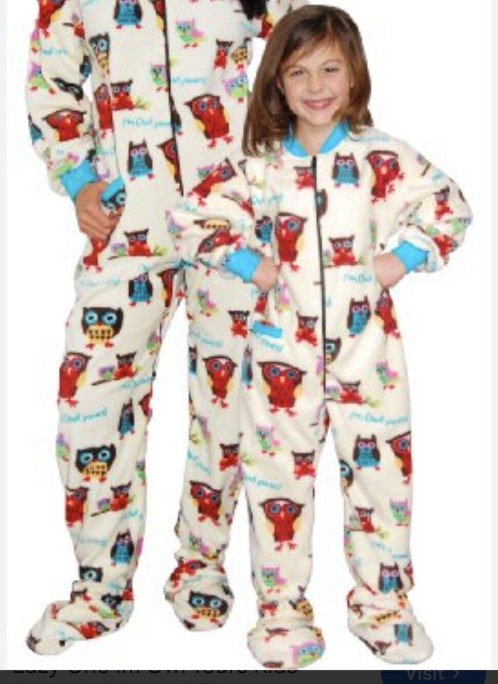 Lazy One I'M OWL YOURS! Footed 1 Piece Pajamas Footeez Fleece Onesie Kids size 8